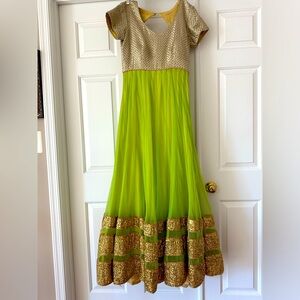 Floor length anarkali.